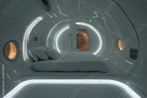 Modern Bedroom Design Featuring Futuristic Elements and Cozy Ambiance
