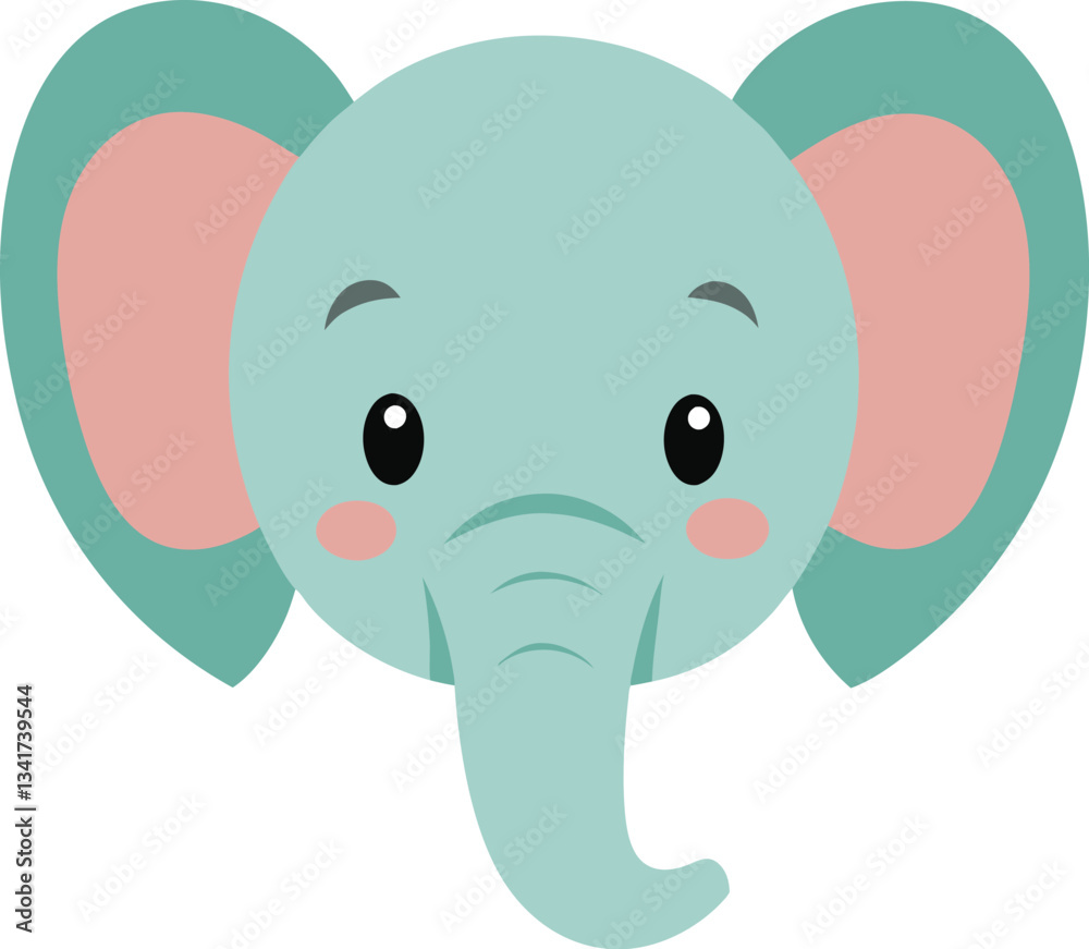 Cute Elephant Head Vector Illustration Cute Elephant Head Vector Illustration