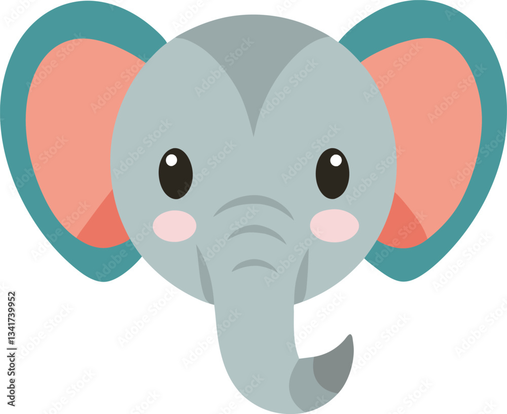 Cute Elephant Head Vector Illustration Cute Elephant Head Vector Illustration