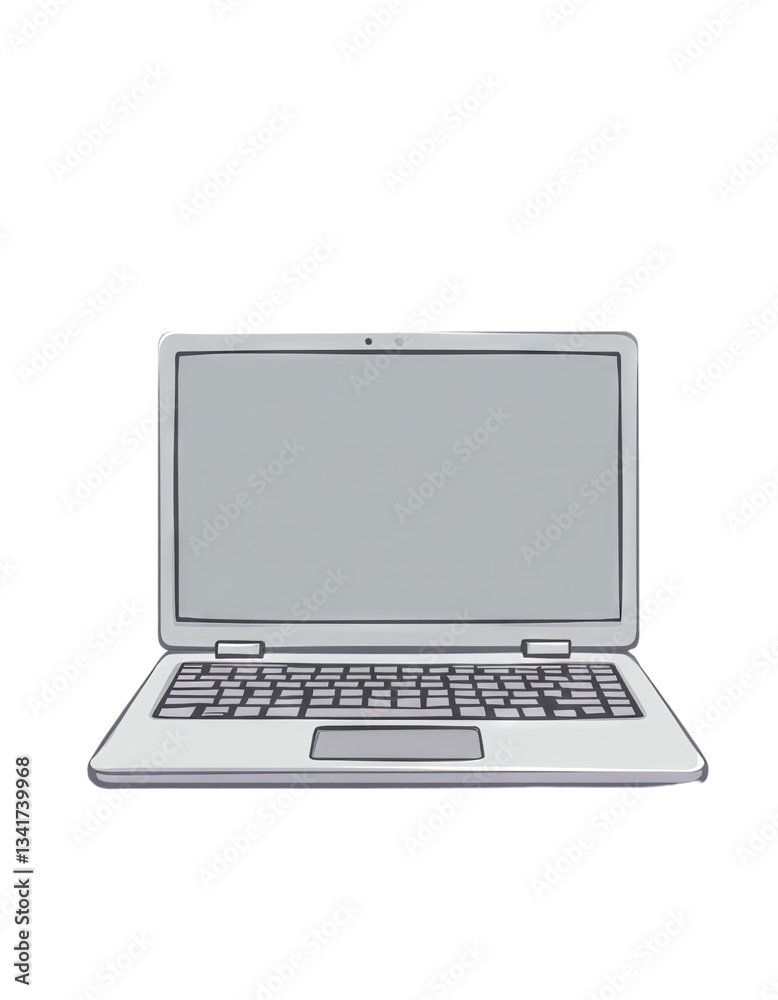 A hand-drawn laptop displayed with a sleek, modern design A hand-drawn laptop displayed with a sleek, modern design