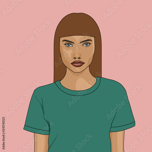 Graceful Woman with Long Hair Portrait