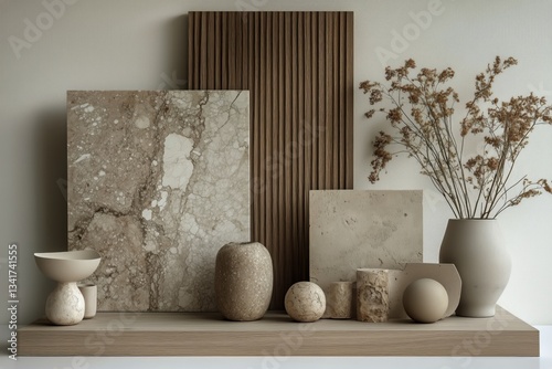 Elegant Arrangement of Natural Textures and Shapes on a Minimalist Display