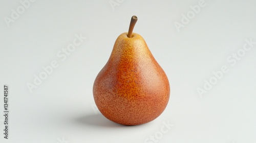 Single ripe pear on plain background