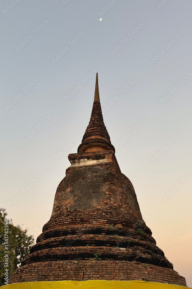 A stupa in the temple at dawn in Thailand