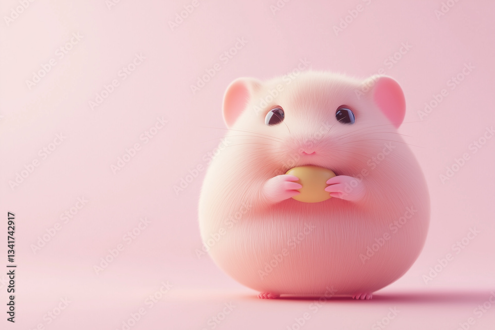 little hamster stuffing his cheeks with food, cartoon animation, white background little hamster stuffing his cheeks with food, cartoon animation, white background