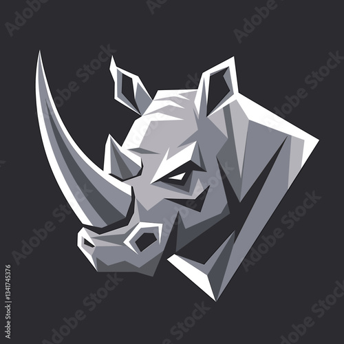 Strong Rhino Mascot Logo - Powerful Angry Rhinoceros Head Illustration for Sports and Gaming

