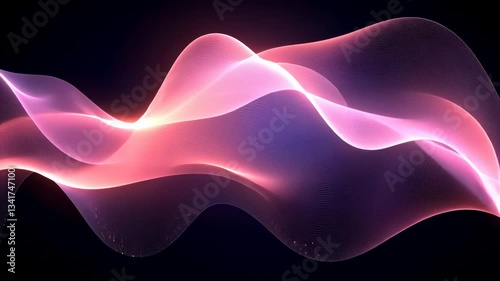 Abstract Glowing Pink Particle Wave Motion Over Dark Background