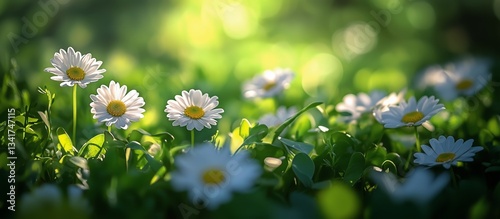 Daisies Blooming in a Sunlit Garden During Springtime