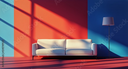 Modern Living Room With Vibrant Wall Colors and Soft Lighting Creates a Cozy ...