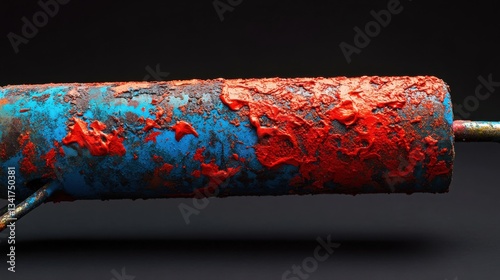 Abstract Close-Up of Old Paint Roller with Rusty Surface and Texture photo