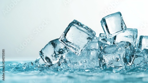 Wallpaper Mural Refreshing closeup of clear ice cubes on white background beverage presentation calm environment studio viewpoint Torontodigital.ca