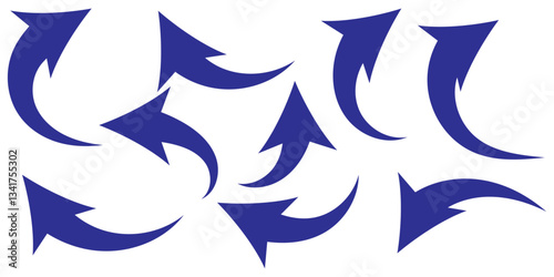 Black arrows icon vector set. Bold arrow symbol curved flat design isolated