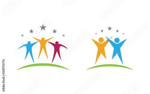 People group care community network and social logo design v.82