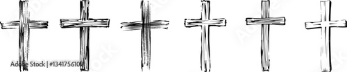 Christian cross. Collecting paintbrush religious crosses.