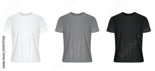 T shirt set. white, grey and black. vector illustration