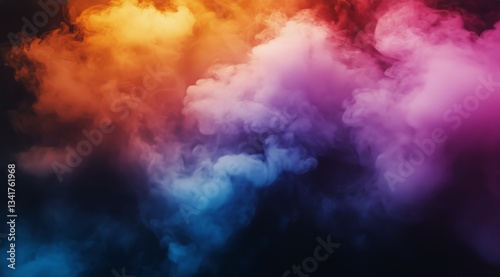 Colorful Cosmic Cloud With Vibrant Hues and Starry Backdrop in Deep Space