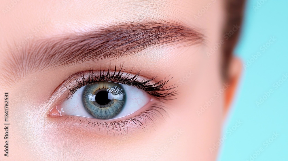 Obraz premium Close-up view of a beautiful eye showcasing the intricate details and vibrant color.