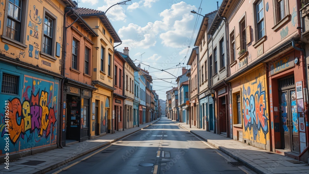 Fototapeta premium Colorful European Street Scene