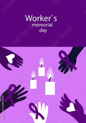 International workers memorial day  banner. Hand draw vector flat illustration for banner, poster. April 28th 