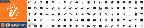 Music Solid Editable Icons set