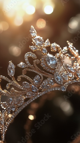 Sparkling Crown Glimmers in Sunlight Amongst Lush Foliage During a Serene Out...