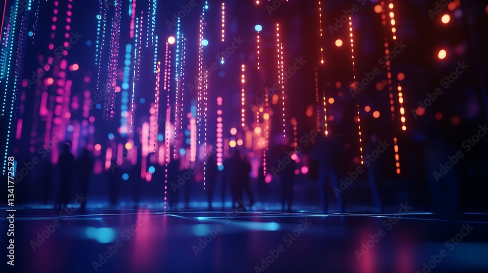 Obraz premium A dramatic view of a dark cityscape illuminated by thousands of bright lights against the night