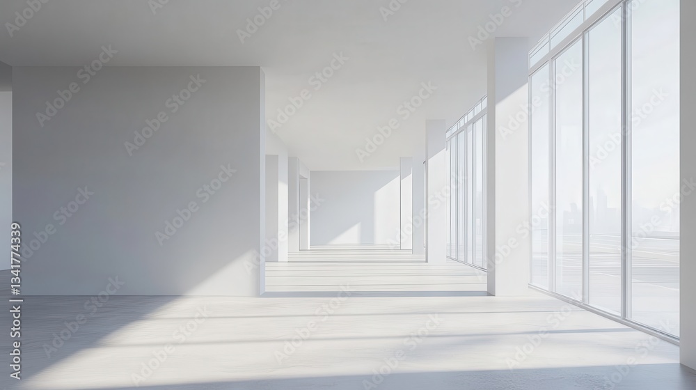 Modern Stylish Open Plan Office Space with White Walls Modern Stylish Open Plan Office Space with White Walls