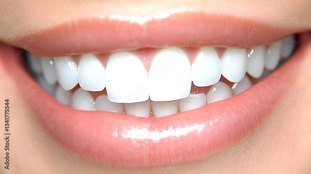 Fototapeta premium Close-up of a bright, healthy smile with perfect white teeth.