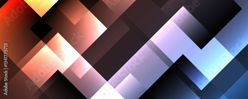 3D colorful geometric abstract background overlap layer on dark space with squares effect decoration. Modern graphic design element cutout style concept for web banner, flyer, card, or brochure cover