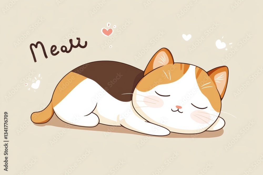 Fototapeta premium Calico cat sleeping peacefully