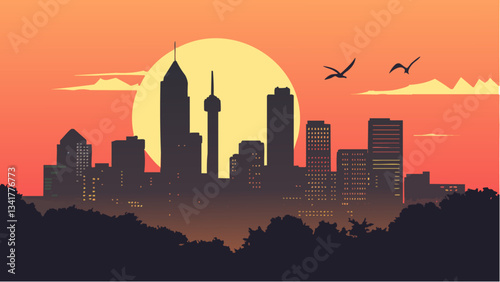 The Sunset Glow Over Georgia’s Cityscape