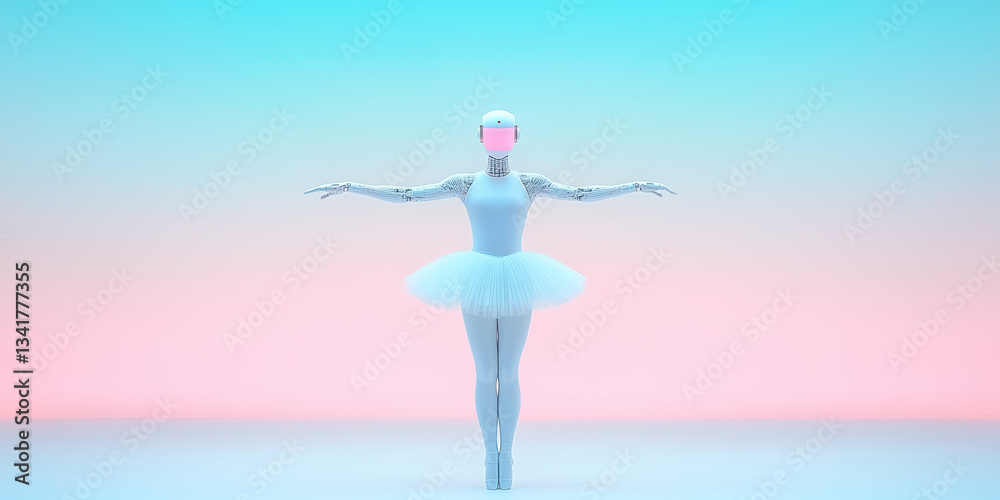 Ballerina robot performs graceful dance under a pastel sky, showcasing the fusion of art and technology through elegant movements Ballerina robot performs graceful dance under a pastel sky, showcasing the fusion of art and technology through elegant movements