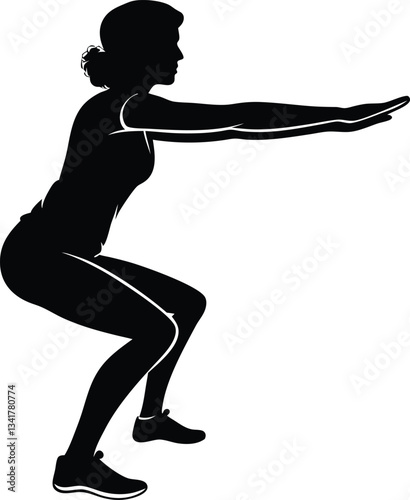 Silhouette of a woman in athletic pose