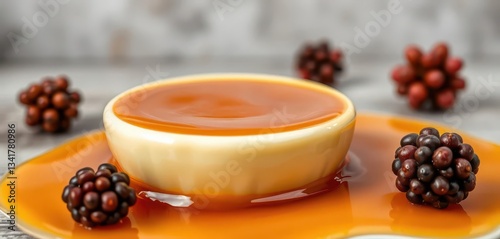 Silky smooth cr?me caramel, wobbly texture, rich caramel topping, culinary, jiggly