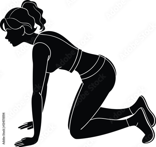 Silhouette of a woman in athletic pose