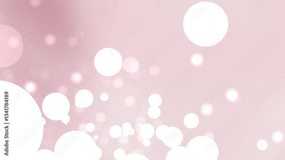 Pink background Floating white circles gently drift across a soft Pink background Floating white circles gently drift across a soft