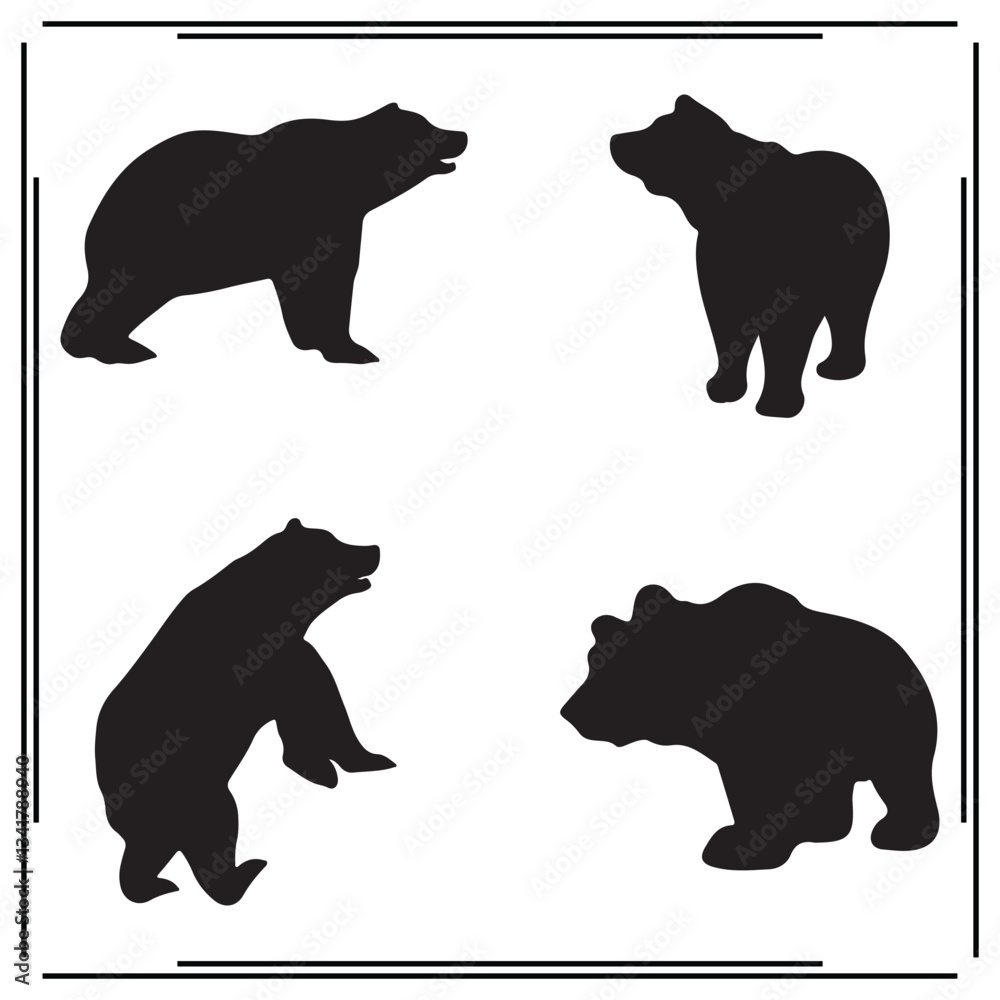 Fototapeta premium Grizzly Bear silhouette, Grizzly Bear illustration ,Grizzly Bear clipart, Grizzly Bear vector , Grizzly Bear icon ,Grizzly Bear illustration on white background, Grizzly Bear vector illustration ,