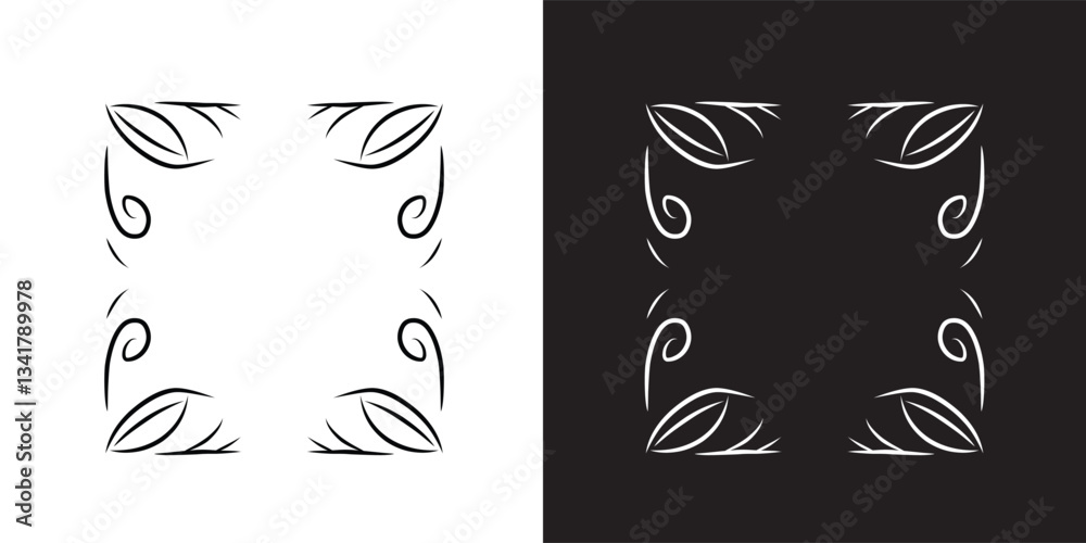 Elegant Ornamental Square Frame Design in Black and White Contrast Elegant Ornamental Square Frame Design in Black and White Contrast