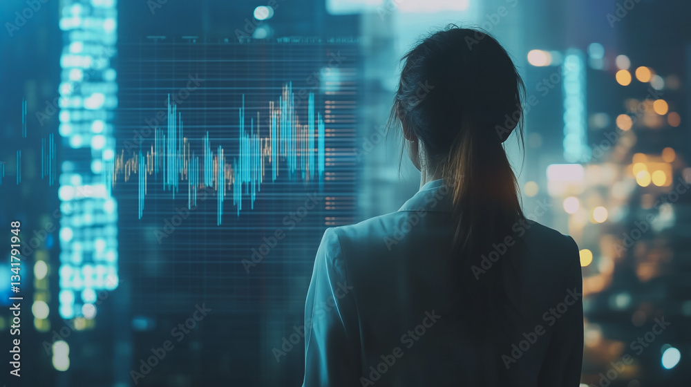 Professional business woman working on a project together in the office Using economic growth charts and network connections to accompany the data. in Innovation analyzing future trends Professional business woman working on a project together in the office Using economic growth charts and network connections to accompany the data. in Innovation analyzing future trends