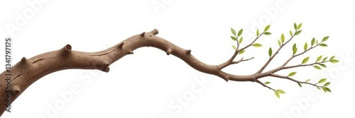 Twisted tree branch isolated on white background, organic, wood, natural