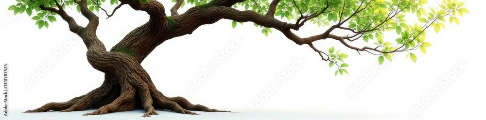 Fototapeta premium Twisted tree trunk and branches against white, nature, tree, branch