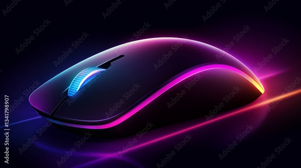 Sleek gaming mouse with vibrant lighting on a dark background, showcasing modern design Sleek gaming mouse with vibrant lighting on a dark background, showcasing modern design