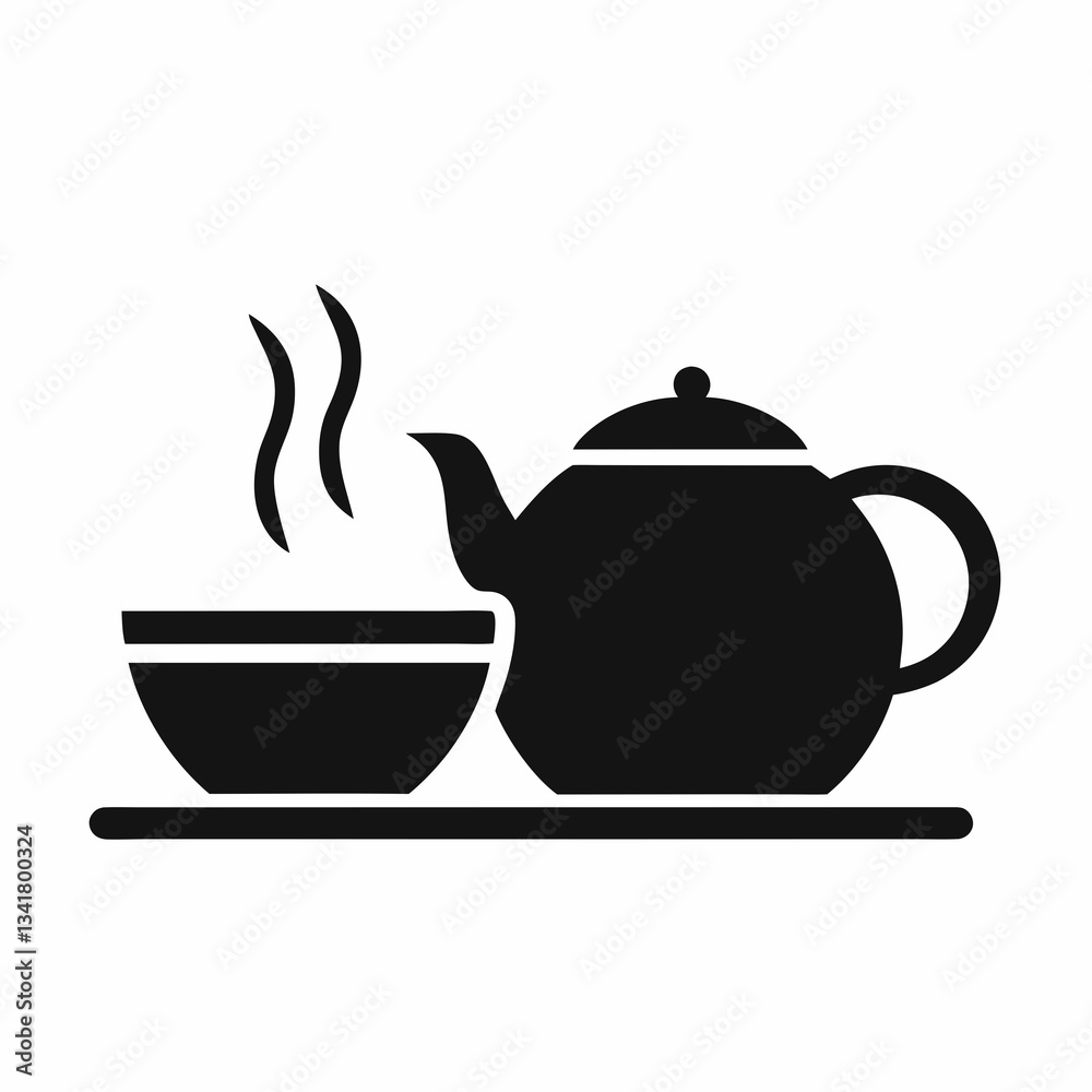 Teapot and Bowl silhouette Vector Design. Teapot and Bowl silhouette Vector Design.