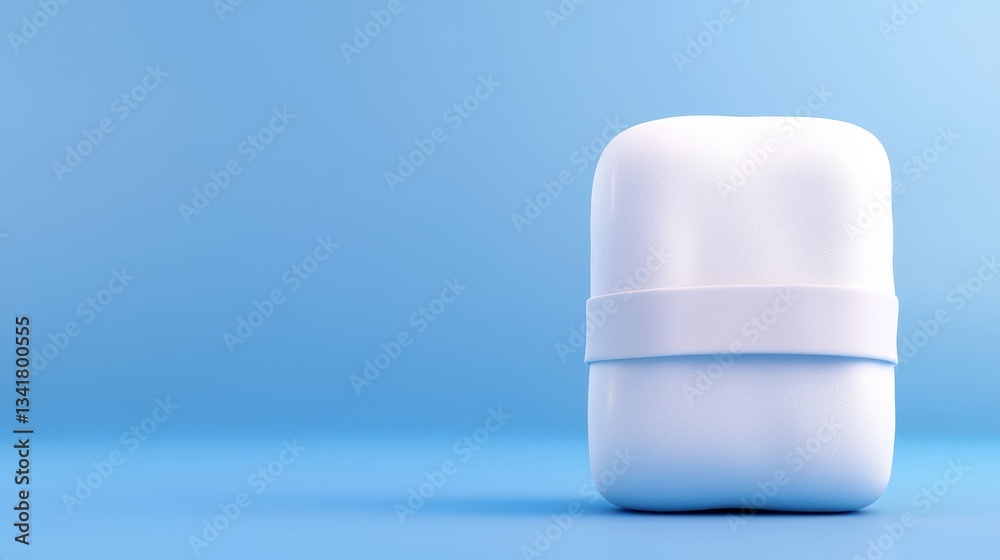 Minimalist design of a white container against a blue background, perfect for packaging.