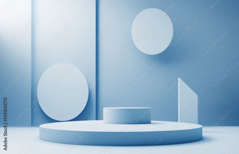 Light blue minimalist podium display for product presentation Light blue minimalist podium display for product presentation