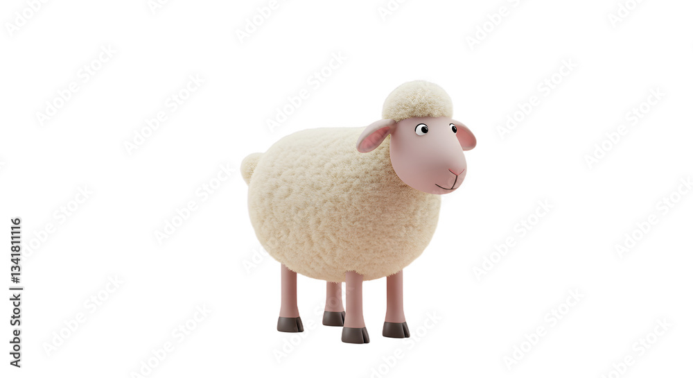 Adorable Sheep on White Background Adorable Sheep on White Background