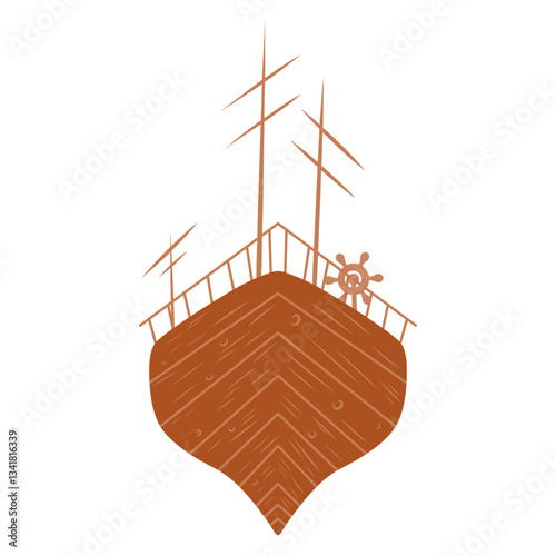 Hand drawn wooden ship, vessel, boat, cruise, yacht illustration, vector icon. Illustration for cards, invitations, designs in nautical style.