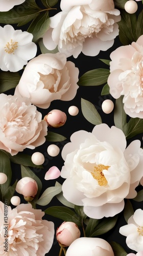 Delicate pink peonies bloom gracefully on a soft mint background, showcasing their elegant structure in watercolor art