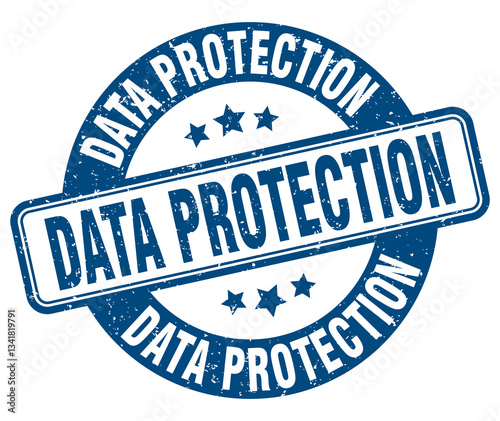 data protection stamp. data protection label. round grunge sign