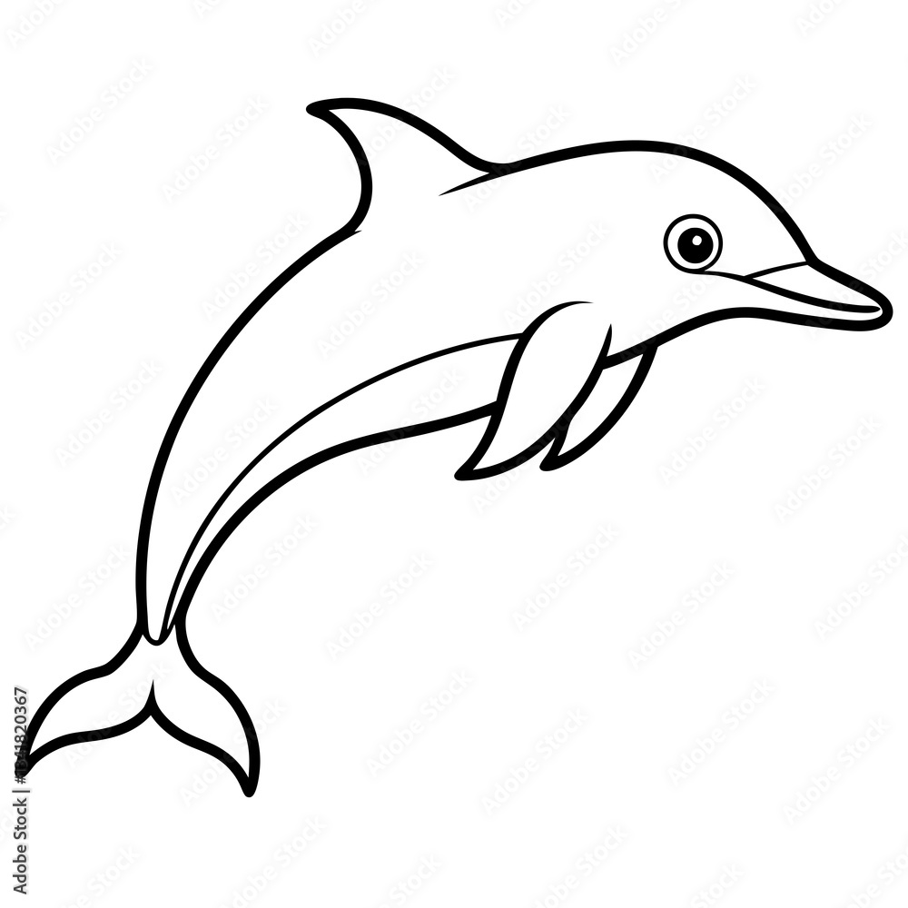 Fototapeta premium Elegant Dolphin Outline Illustration